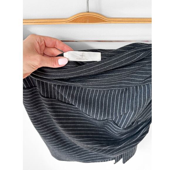 Thakoon Addition Charcoal Gray Pinstripe Draped Mini Skirt size 6 - Picture 2 of 6